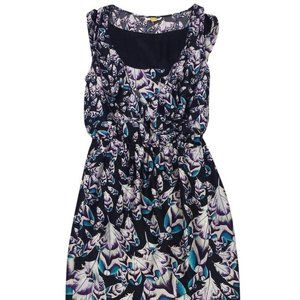 Leifsdottir Anthropologie Feather print Silk Dress